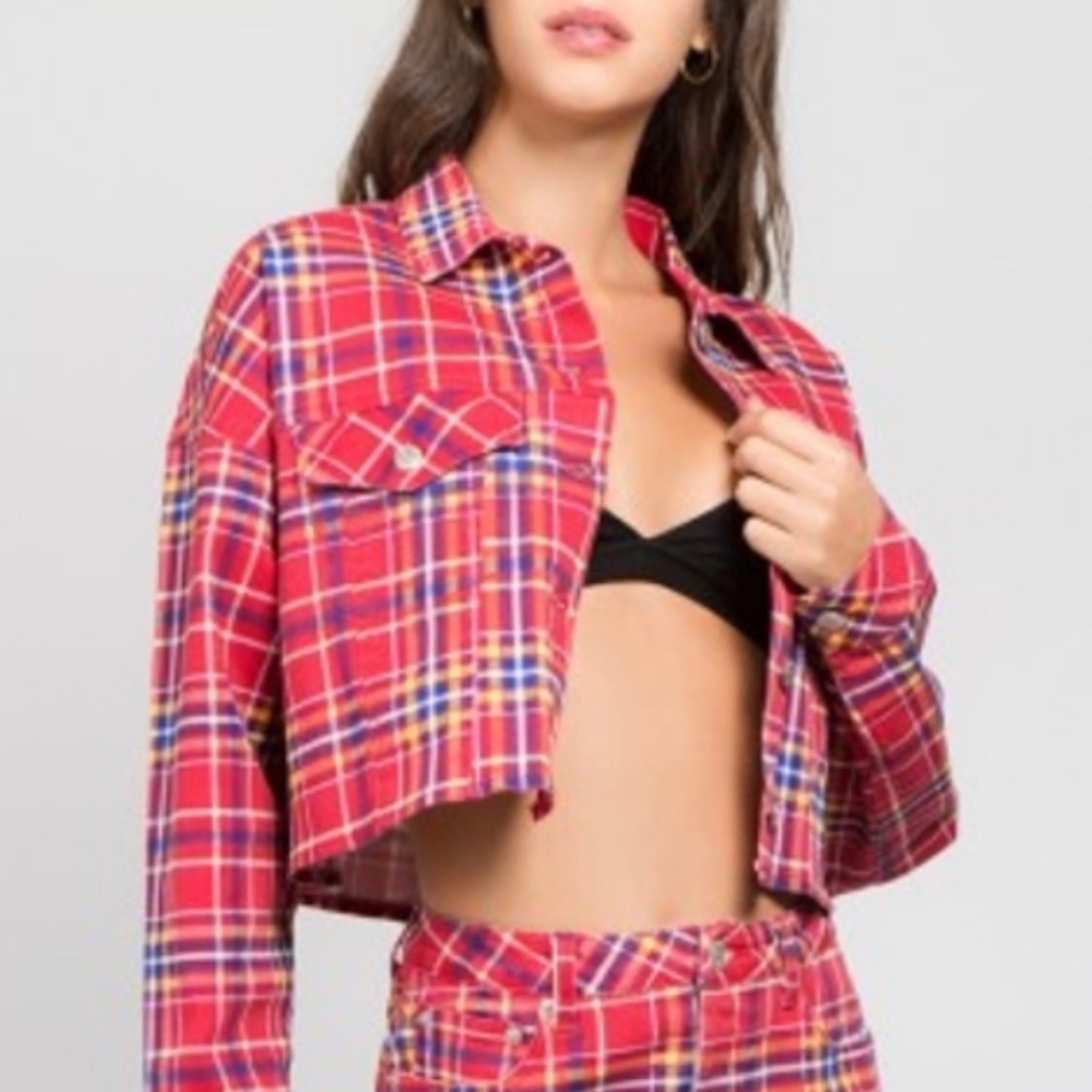 Red Plaid Jacket - Size M/L